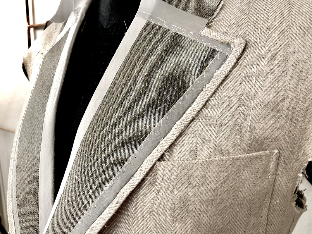 Hand pad stitched lapel on an entirely hand made bespoke jacket, by Sartoria Sciarra Sydney, Australia