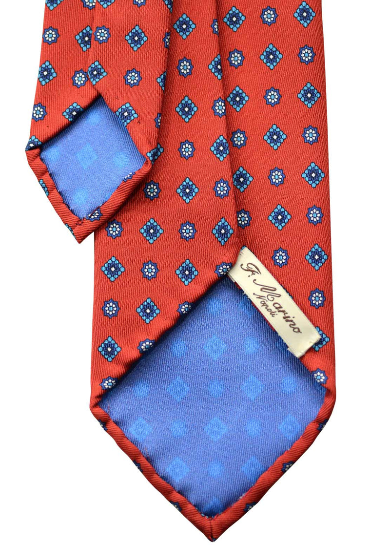 F. Marino hand printed floret silk tie, red