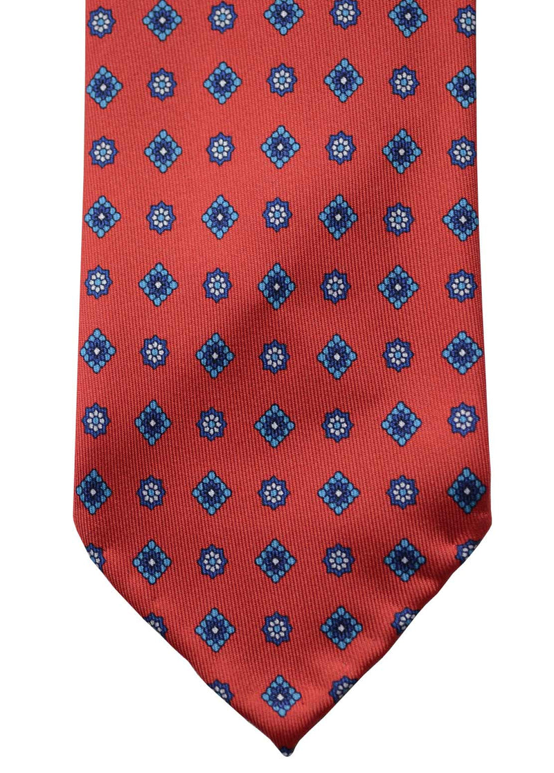 F. Marino hand printed floret silk tie, red