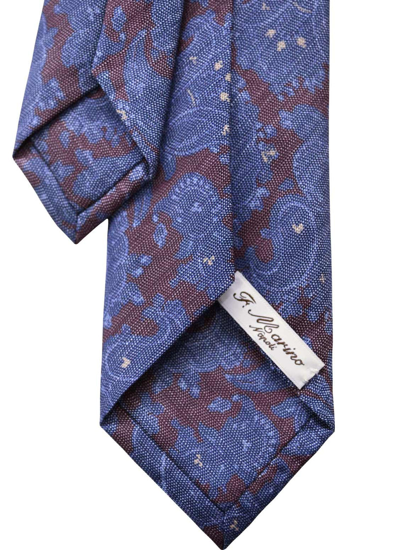 F. Marino jacquard paisley tie, burgundy silk blue and